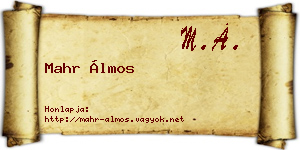 Mahr Álmos névjegykártya